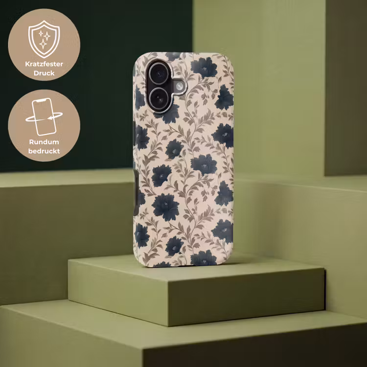 Motief - Bloemen - Zwart - Beige Toughcase MagSafe Apple iPhone 17 klein 1017 -USP_PrintM_DE