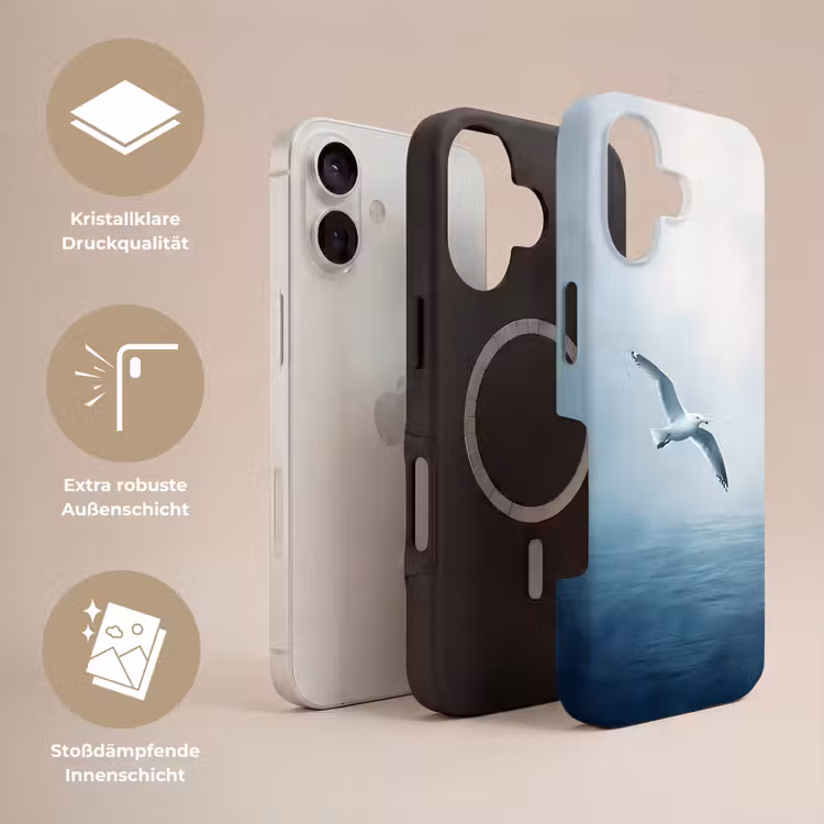 Meeuw - Wit - Zee - Mistig Toughcase MagSafe Apple iPhone 17 klein -USP_Lagen_DE