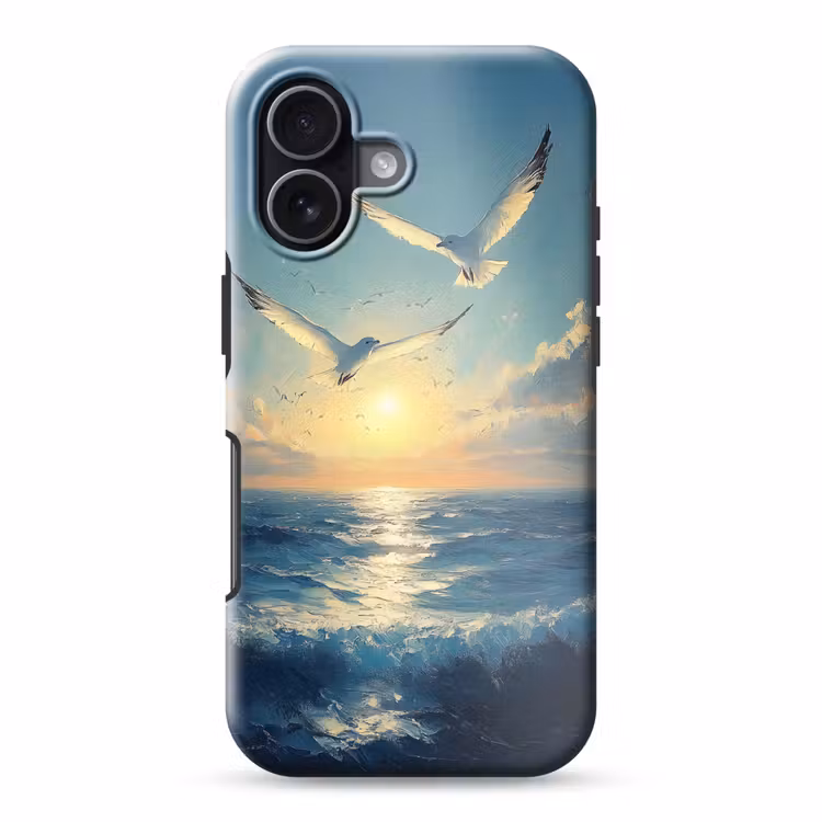 Meeuwen - Zee - Wolken -Blauw Toughcase MagSafe Apple iPhone 17 klein -3d
