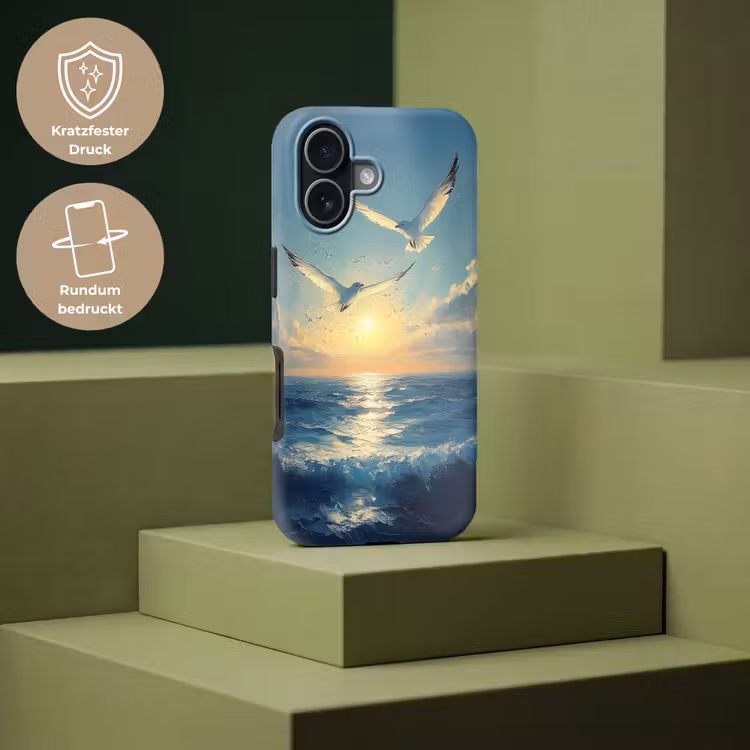 Meeuwen - Zee - Wolken -Blauw Toughcase MagSafe Apple iPhone 17 klein -USP_PrintM_DE