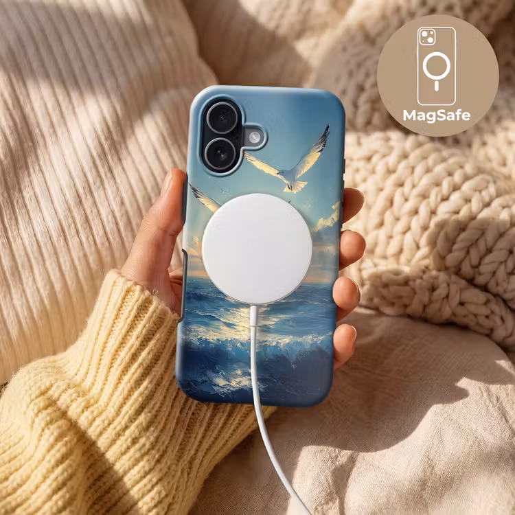 Meeuwen - Zee - Wolken -Blauw Toughcase MagSafe Apple iPhone 17 klein -USP_MagsafeV