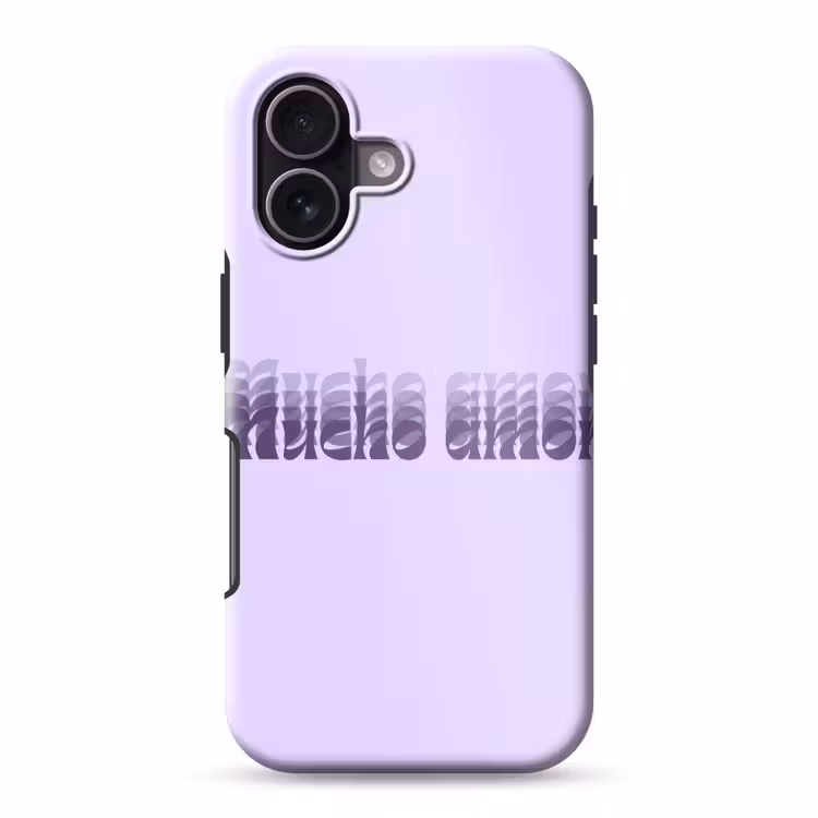 Mucho amor - Paars - Gelaagde letters Toughcase MagSafe Apple iPhone 17 klein -3d