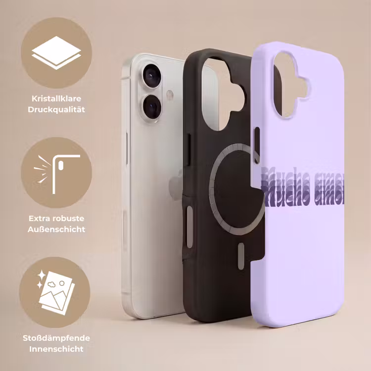Mucho amor - Paars - Gelaagde letters Toughcase MagSafe Apple iPhone 17 klein -USP_Lagen_DE