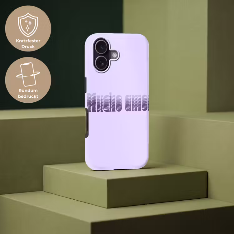 Mucho amor - Paars - Gelaagde letters Toughcase MagSafe Apple iPhone 17 klein -USP_PrintM_DE