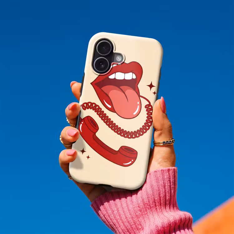 Mond - Telefoon - Popart - Rood - Illustratie Toughcase MagSafe Apple iPhone 17 klein -Sfeer1V