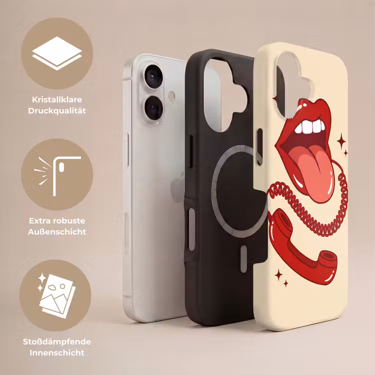 Mond - Telefoon - Popart - Rood - Illustratie Toughcase MagSafe Apple iPhone 17 klein -USP_Lagen_DE