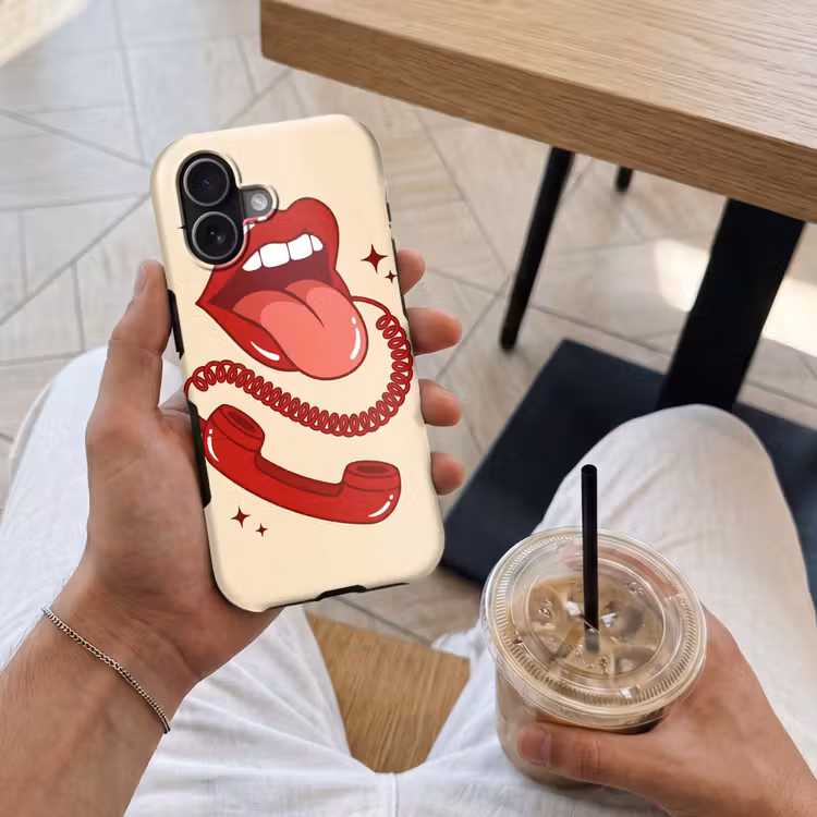 Mond - Telefoon - Popart - Rood - Illustratie Toughcase MagSafe Apple iPhone 17 klein -Sfeer1M