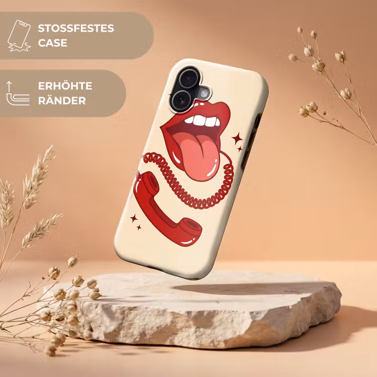 Mond - Telefoon - Popart - Rood - Illustratie Toughcase MagSafe Apple iPhone 17 klein -USP_RandenV_DE