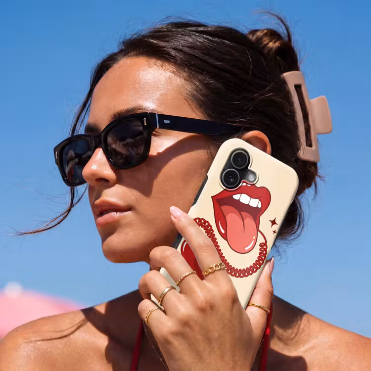 Mond - Telefoon - Popart - Rood - Illustratie Toughcase MagSafe Apple iPhone 17 klein -Sfeer2V