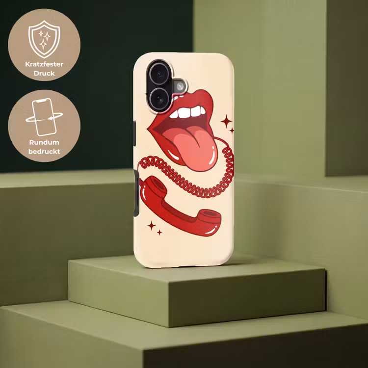 Mond - Telefoon - Popart - Rood - Illustratie Toughcase MagSafe Apple iPhone 17 klein -USP_PrintM_DE