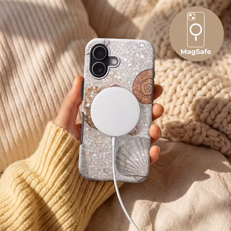 Schelp - Mozaïek - Zee - Beige - Modern Toughcase MagSafe Apple iPhone 17 klein -USP_MagsafeV