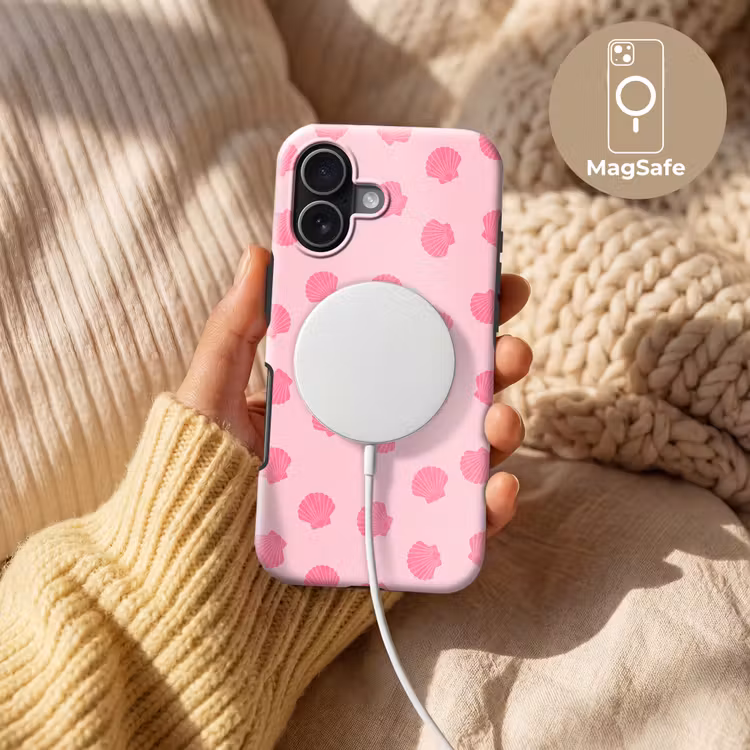 Schelp - Patroon - Zee - Modern - Roze Toughcase MagSafe Apple iPhone 17 klein -USP_MagsafeV