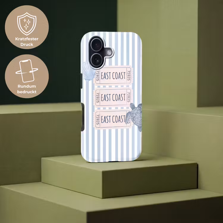 Schelp - Oceaan - Kust - Blauw - Illustratie Toughcase MagSafe Apple iPhone 17 klein -USP_PrintM_DE