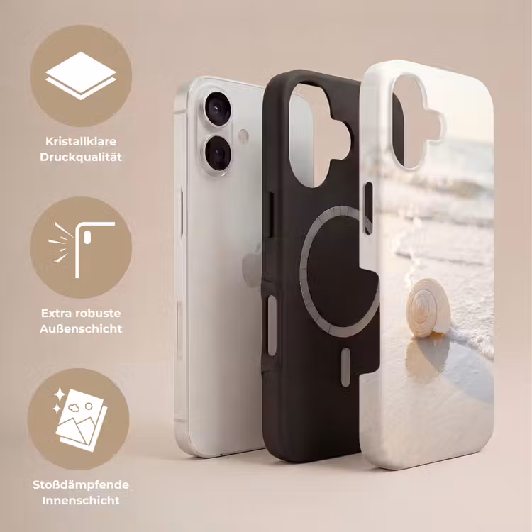 Zeeschelp - Strand - Zee - Natuur - Beige Toughcase MagSafe Apple iPhone 17 klein -USP_Lagen_DE