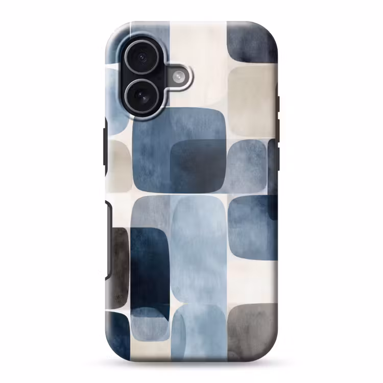 Patroon - Blauw - Vierkanten Toughcase MagSafe Apple iPhone 17 klein -3d