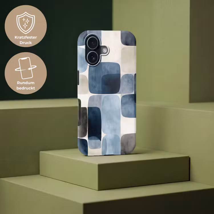 Patroon - Blauw - Vierkanten Toughcase MagSafe Apple iPhone 17 klein -USP_PrintM_DE
