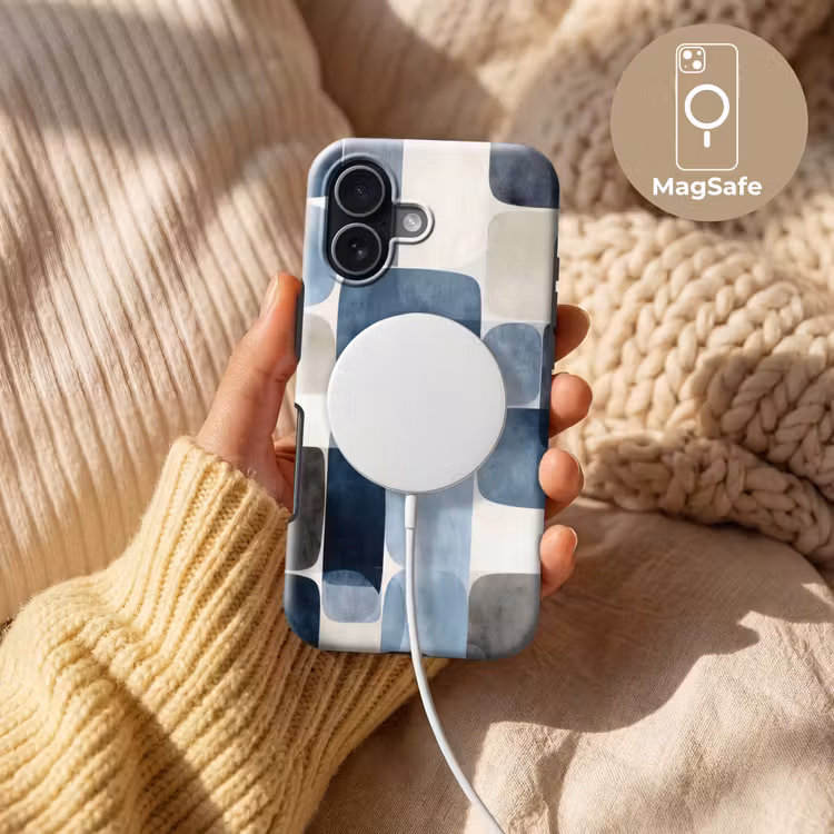 Patroon - Blauw - Vierkanten Toughcase MagSafe Apple iPhone 17 klein -USP_MagsafeV