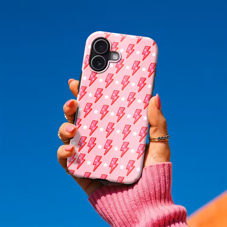 Patroon - Bliksem - Ster - Glitter - Roze Toughcase MagSafe Apple iPhone 17 klein -Sfeer1V