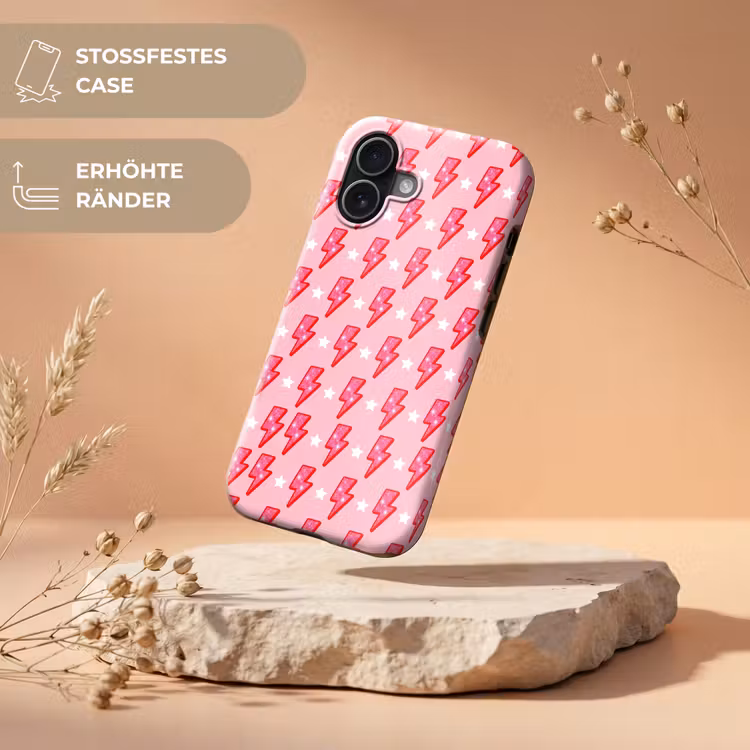 Patroon - Bliksem - Ster - Glitter - Roze Toughcase MagSafe Apple iPhone 17 klein -USP_RandenV_DE