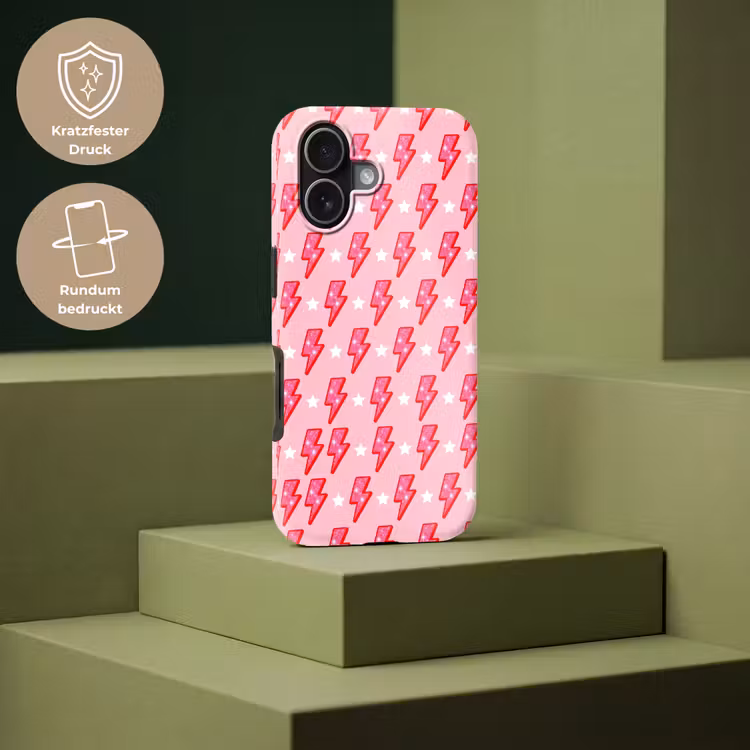 Patroon - Bliksem - Ster - Glitter - Roze Toughcase MagSafe Apple iPhone 17 klein -USP_PrintM_DE