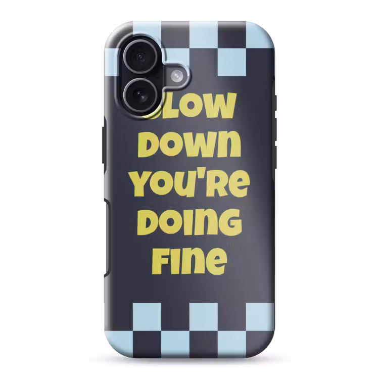 Patroon - Geblok - Blauw - Slow down you're doing fine Toughcase MagSafe Apple iPhone 17 klein -3d