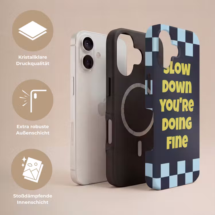 Patroon - Geblok - Blauw - Slow down you're doing fine Toughcase MagSafe Apple iPhone 17 klein -USP_Lagen_DE