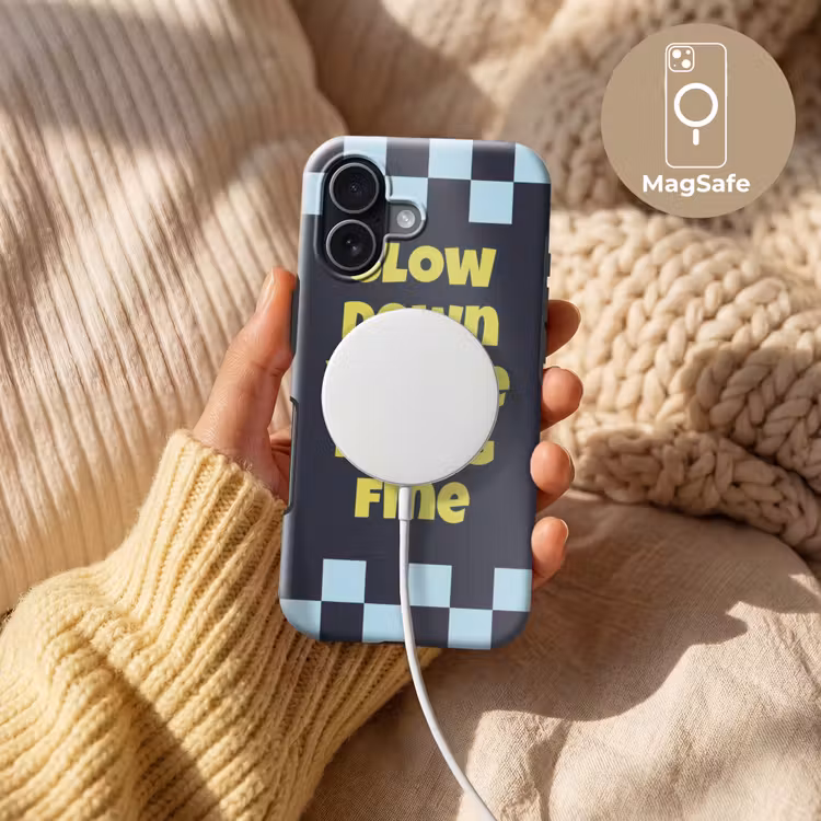 Patroon - Geblok - Blauw - Slow down you're doing fine Toughcase MagSafe Apple iPhone 17 klein -USP_MagsafeV