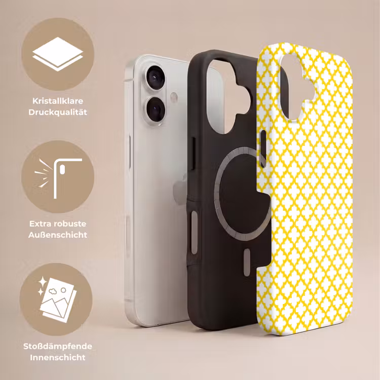 Patroon - Geometrisch - Klassiek - Geel Toughcase MagSafe Apple iPhone 17 klein 1017 -USP_Lagen_DE