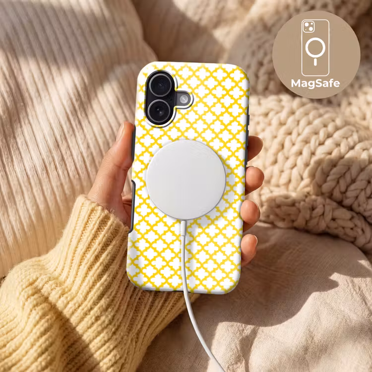 Patroon - Geometrisch - Klassiek - Geel Toughcase MagSafe Apple iPhone 17 klein 1017 -USP_MagsafeV