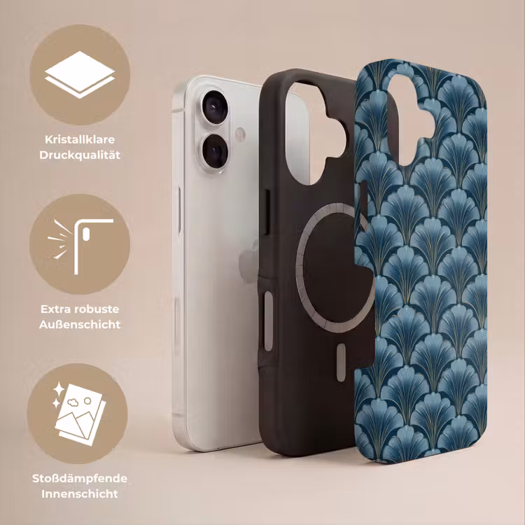 Patroon - Ginkgoblad - Blauw Toughcase MagSafe Apple iPhone 17 klein 1017 -USP_Lagen_DE