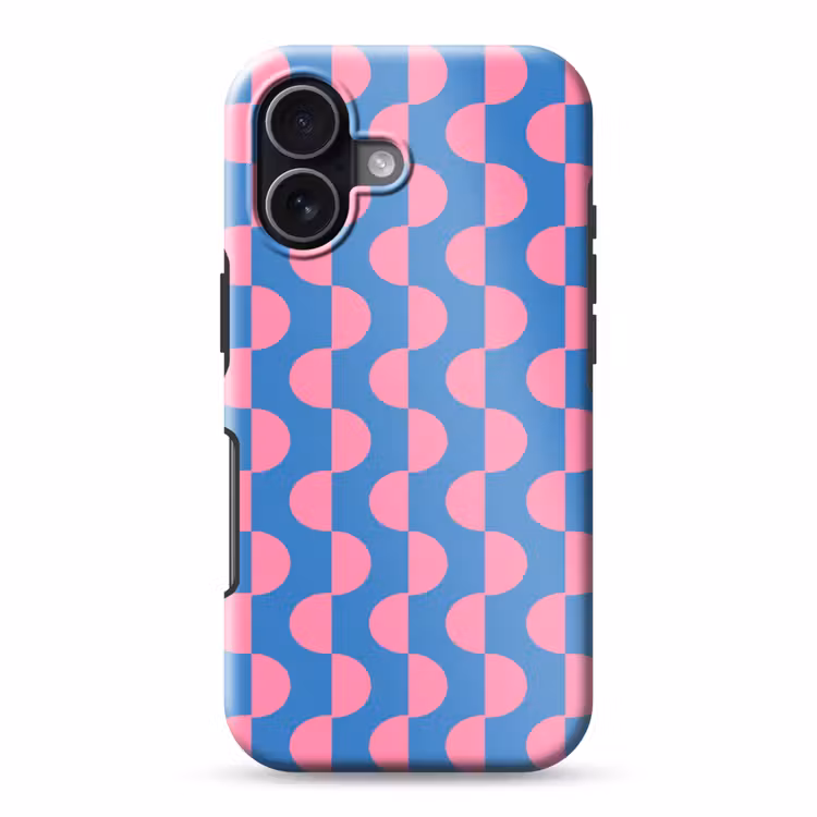 Patroon - Halve cirkels - Abstract - Modern - Roze - Blauw Toughcase MagSafe Apple iPhone 17 klein -3d