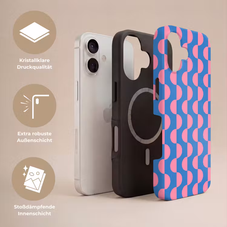 Patroon - Halve cirkels - Abstract - Modern - Roze - Blauw Toughcase MagSafe Apple iPhone 17 klein -USP_Lagen_DE