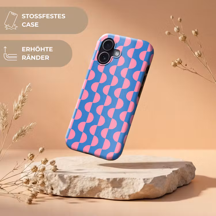 Patroon - Halve cirkels - Abstract - Modern - Roze - Blauw Toughcase MagSafe Apple iPhone 17 klein -USP_RandenV_DE