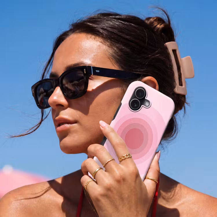 Patroon - Cirkels - Abstract - Roze - Modern Toughcase MagSafe Apple iPhone 17 klein -Sfeer2V