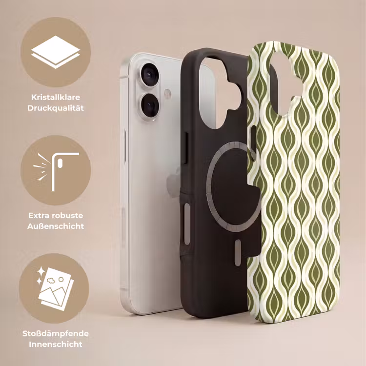 Patroon - Retro - Groen Toughcase MagSafe Apple iPhone 17 klein 1017 -USP_Lagen_DE