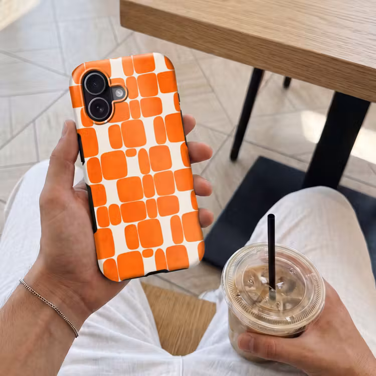 Patroon - Retro - Oranje Toughcase MagSafe Apple iPhone 17 klein 1017 -Sfeer1M