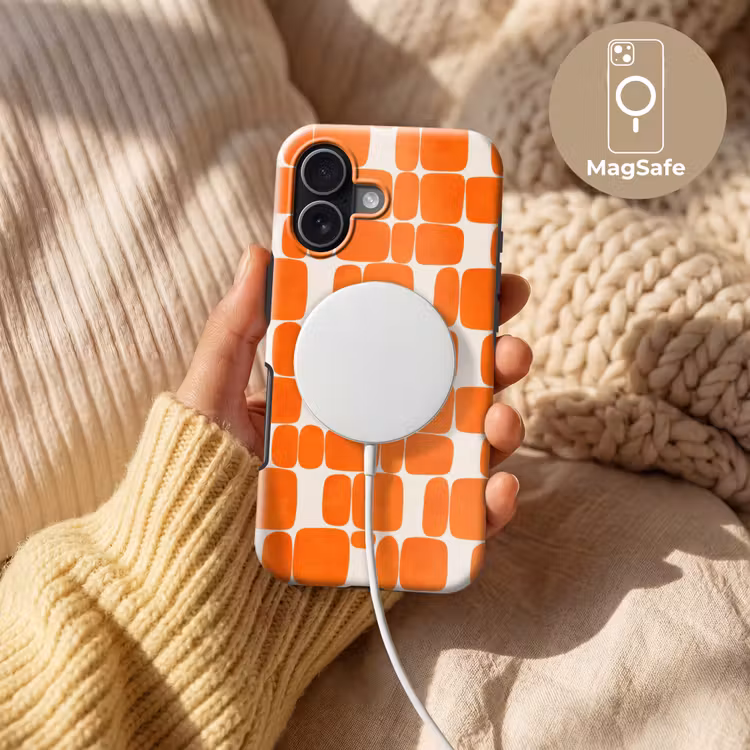 Patroon - Retro - Oranje Toughcase MagSafe Apple iPhone 17 klein 1017 -USP_MagsafeV