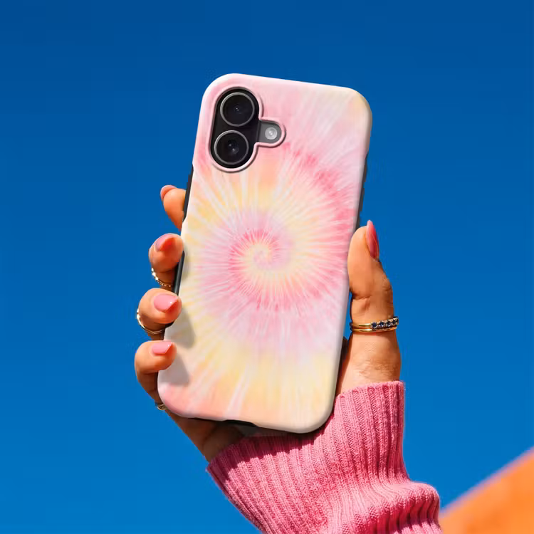 Patroon - Tie Dye - Pasteltinten - Roze Toughcase MagSafe Apple iPhone 17 klein -Sfeer1V