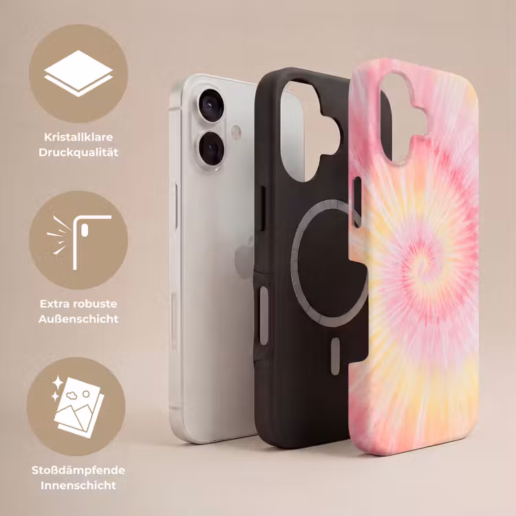 Patroon - Tie Dye - Pasteltinten - Roze Toughcase MagSafe Apple iPhone 17 klein -USP_Lagen_DE