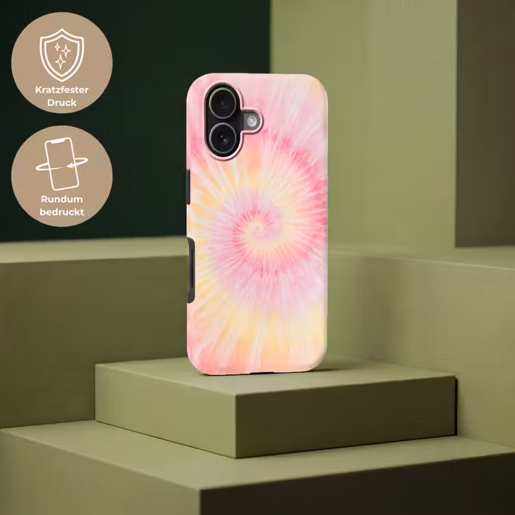 Patroon - Tie Dye - Pasteltinten - Roze Toughcase MagSafe Apple iPhone 17 klein -USP_PrintM_DE