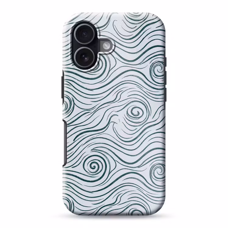 Patroon - Golven - Abstract - Modern - Blauw Toughcase MagSafe Apple iPhone 17 klein -3d