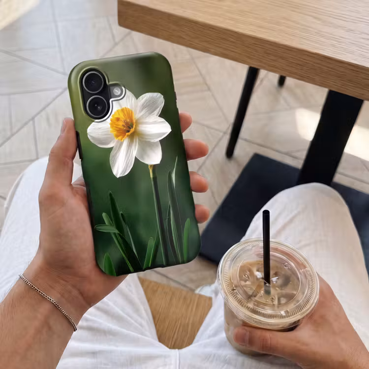 Narcis - Bloem - Wit - Grassprieten Toughcase MagSafe Apple iPhone 17 klein -Sfeer1M