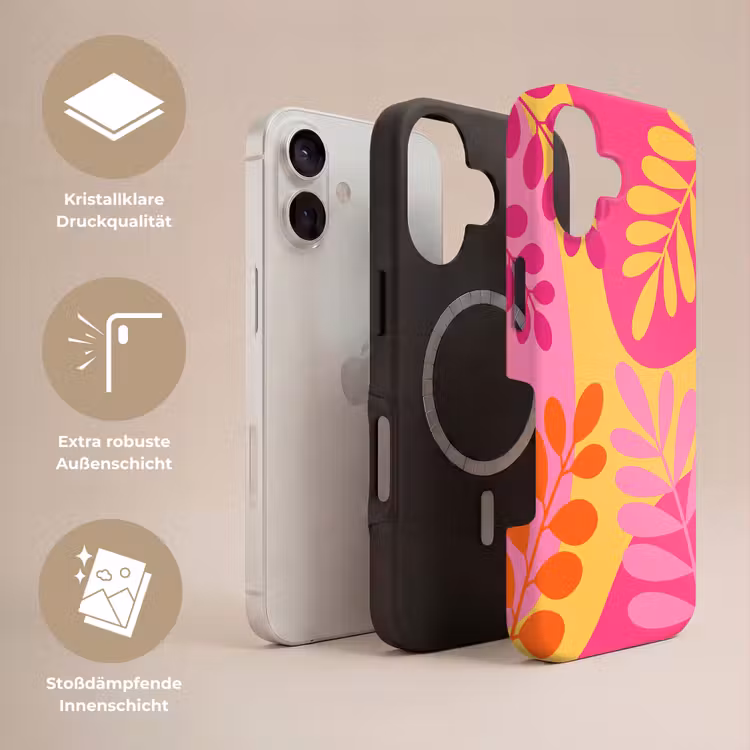 Natuur - Bladeren - Abstract - Roze - Geel Toughcase MagSafe Apple iPhone 17 klein -USP_Lagen_DE