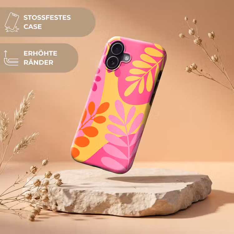 Natuur - Bladeren - Abstract - Roze - Geel Toughcase MagSafe Apple iPhone 17 klein -USP_RandenV_DE