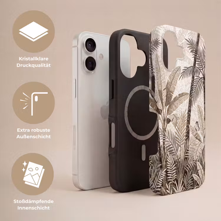 Natuur - Bladeren - Landschap - Mozaïek - Beige Toughcase MagSafe Apple iPhone 17 klein -USP_Lagen_DE