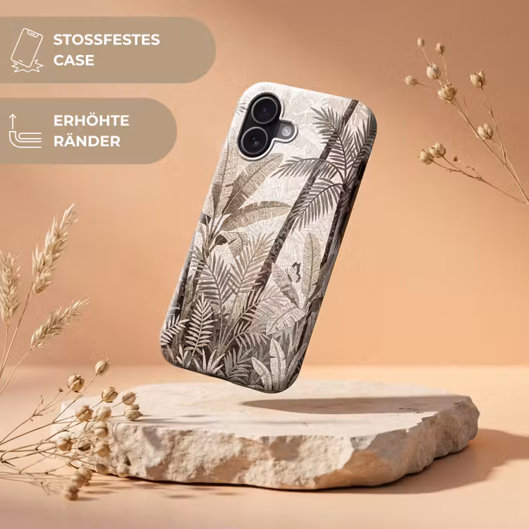 Natuur - Bladeren - Landschap - Mozaïek - Beige Toughcase MagSafe Apple iPhone 17 klein -USP_RandenV_DE