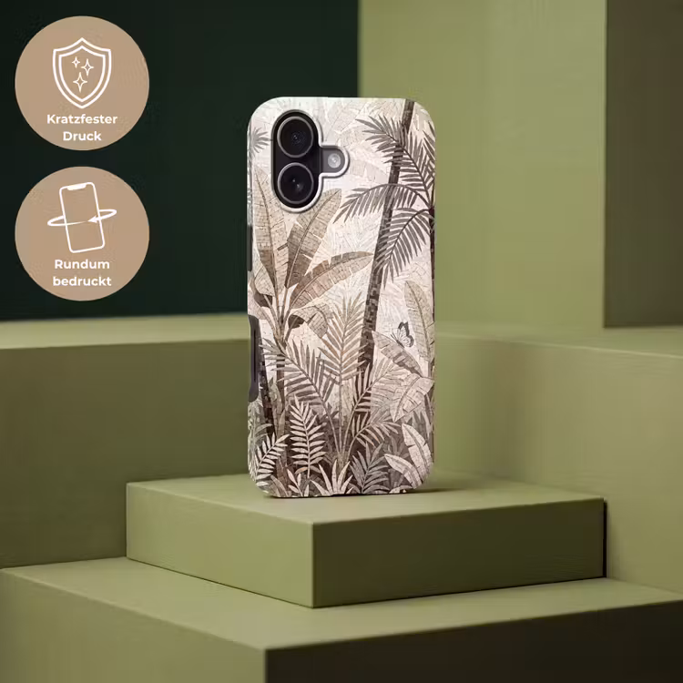 Natuur - Bladeren - Landschap - Mozaïek - Beige Toughcase MagSafe Apple iPhone 17 klein -USP_PrintM_DE