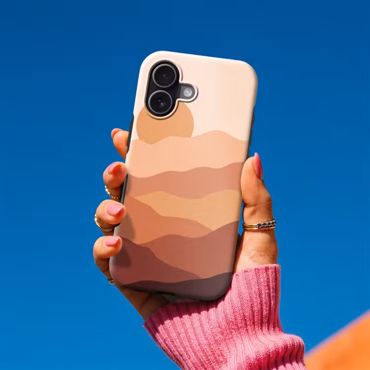 Natuur - Heuvels - Abstract - Modern - Oranje Toughcase MagSafe Apple iPhone 17 klein -Sfeer1V