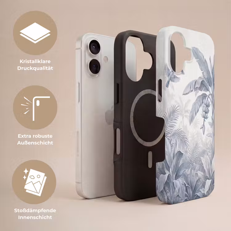 Natuur - Vogel - Jungle - Illustratie - Blauw Toughcase MagSafe Apple iPhone 17 klein -USP_Lagen_DE