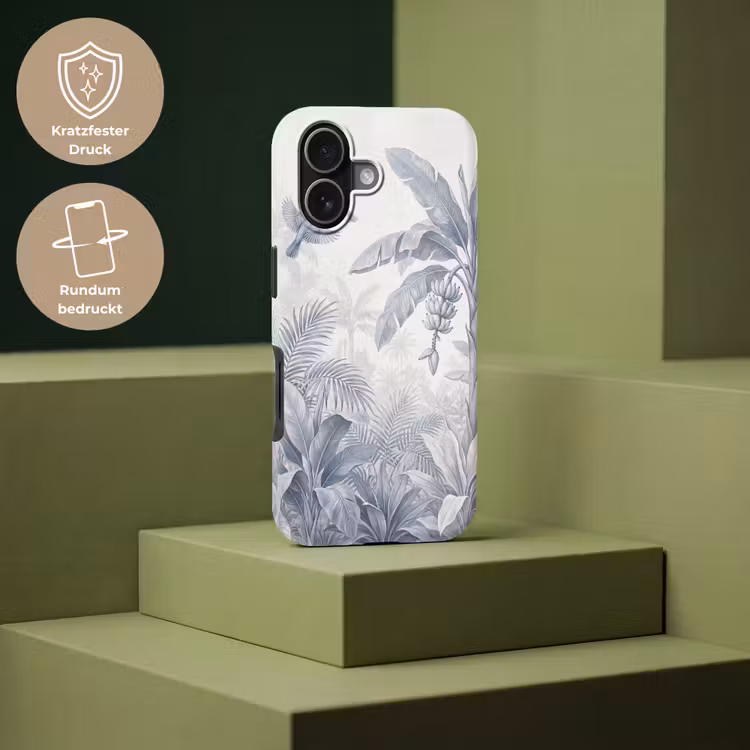 Natuur - Vogel - Jungle - Illustratie - Blauw Toughcase MagSafe Apple iPhone 17 klein -USP_PrintM_DE